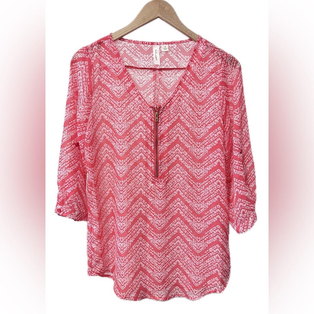 Tacera Sheer 3/4 Length Sleeve Blouse